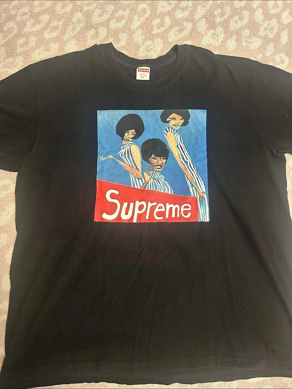 Supreme Swimmers Tee Graphic T-Shirt Black & Blue XL